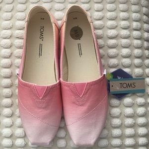 TOMS Womens Alpargata Classic Slip On Flats Casual - Pink Ombré Canvas - Size 8